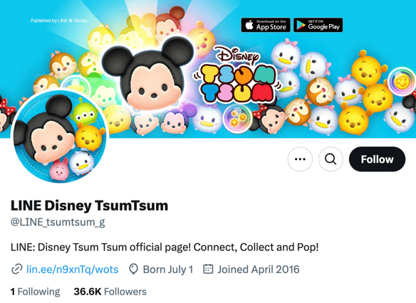 Audiense blog - image - Line Disney TsumTsum X account