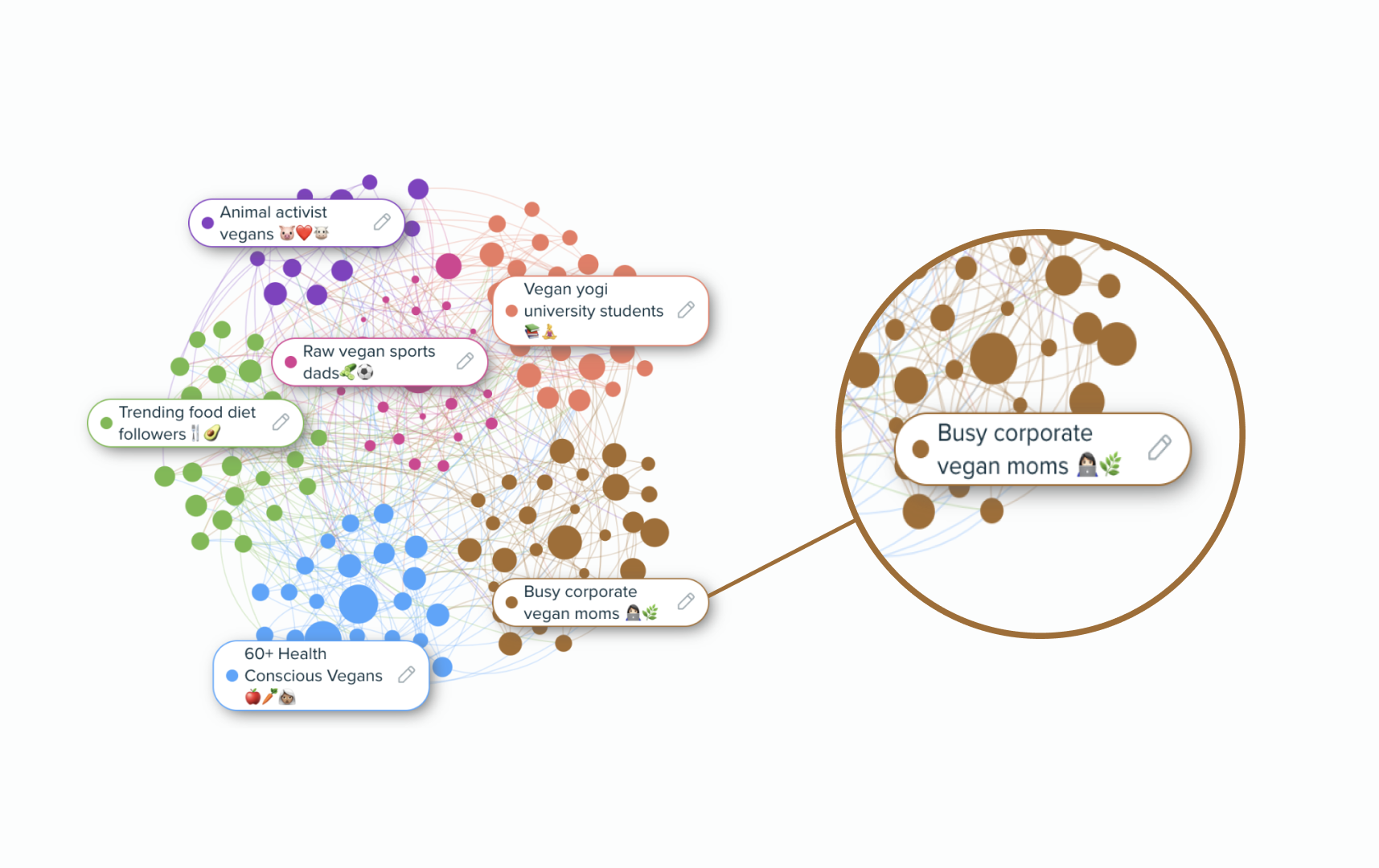 Audiense Insights - clusters graph