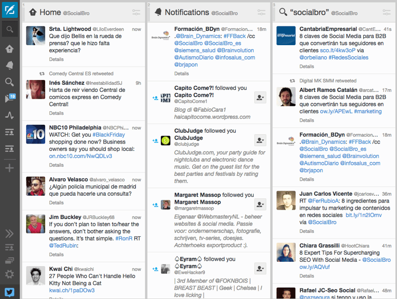 Tweetdeck SocialBro Free Tools