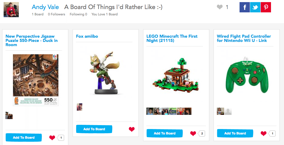 Note the sharing buttons in the top-right corner, now everyone can know what we want!