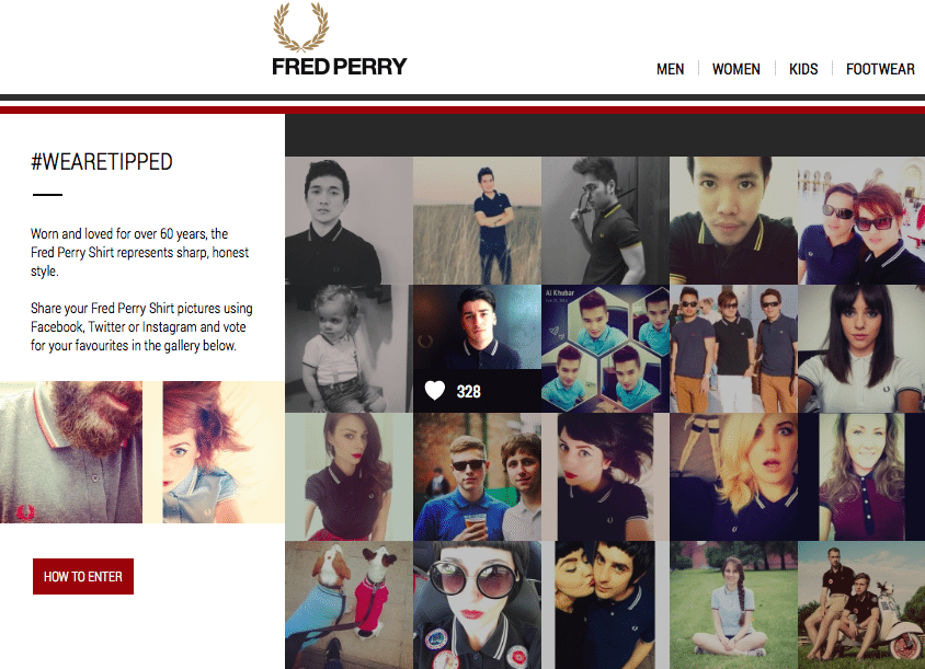 The #WeAreTipped collage as it appear's on Fred Perry's site