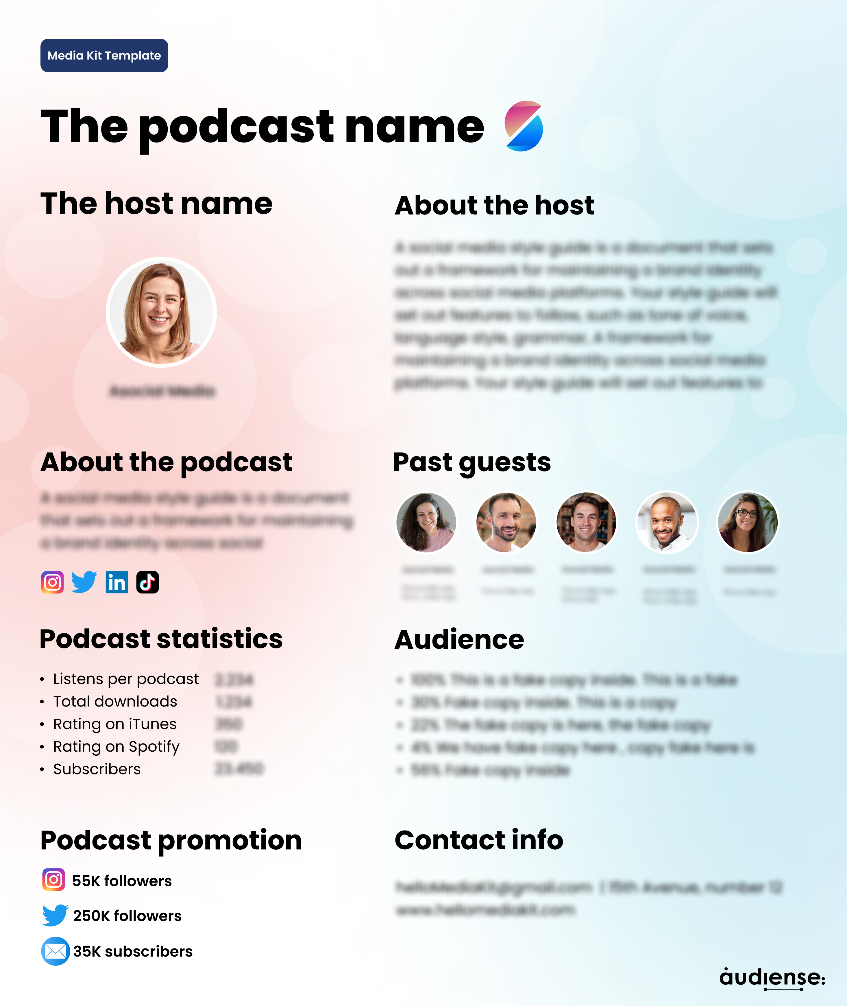 Audiense blog - media kit template for podcast