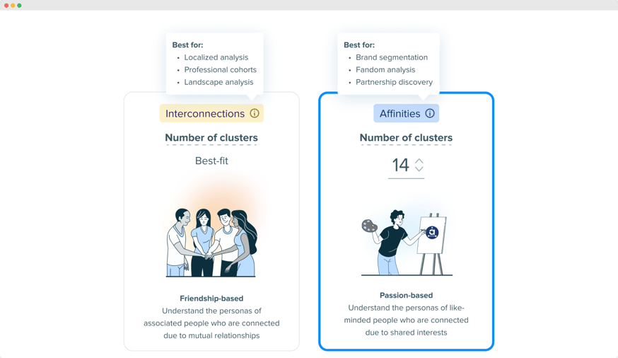 Image -  use case suggestions in Audiense Insights report builder