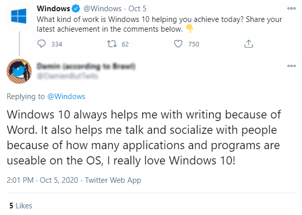 Audiense blog - Windows tweet