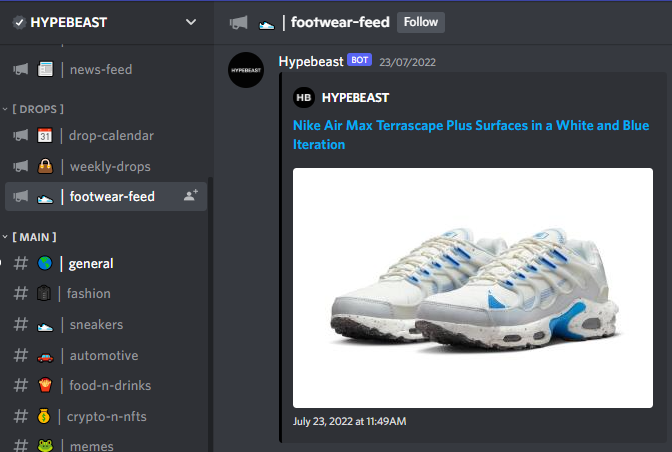 Audiense blog - hypebeast footwear feed