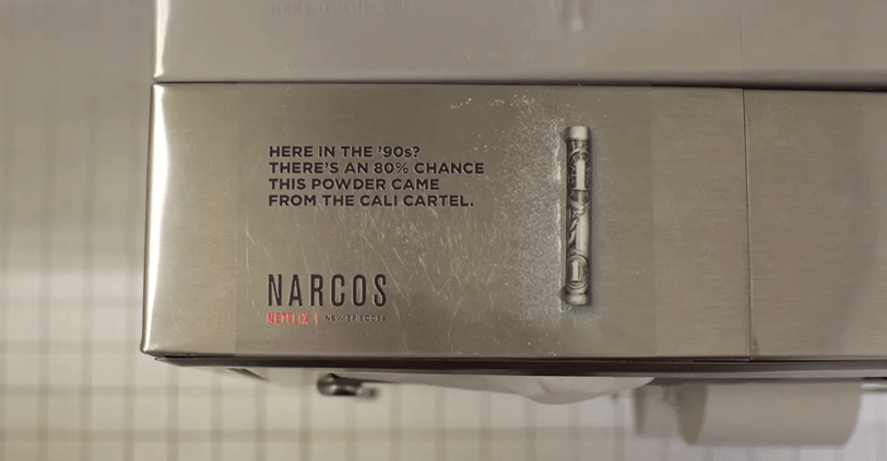 Audiense blog - Netflix promoted Narcos by taping ads in club bathrooms