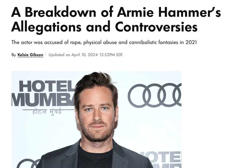 Audiense blog - image - A Breakdown of Armie Hammer's Allegations and Controversies