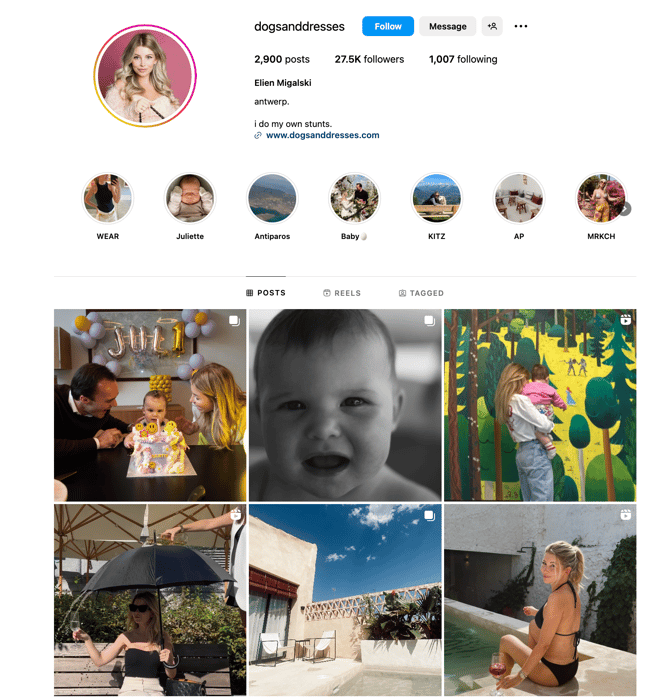 Audiense blog - Elien Migalski Instagram profile
