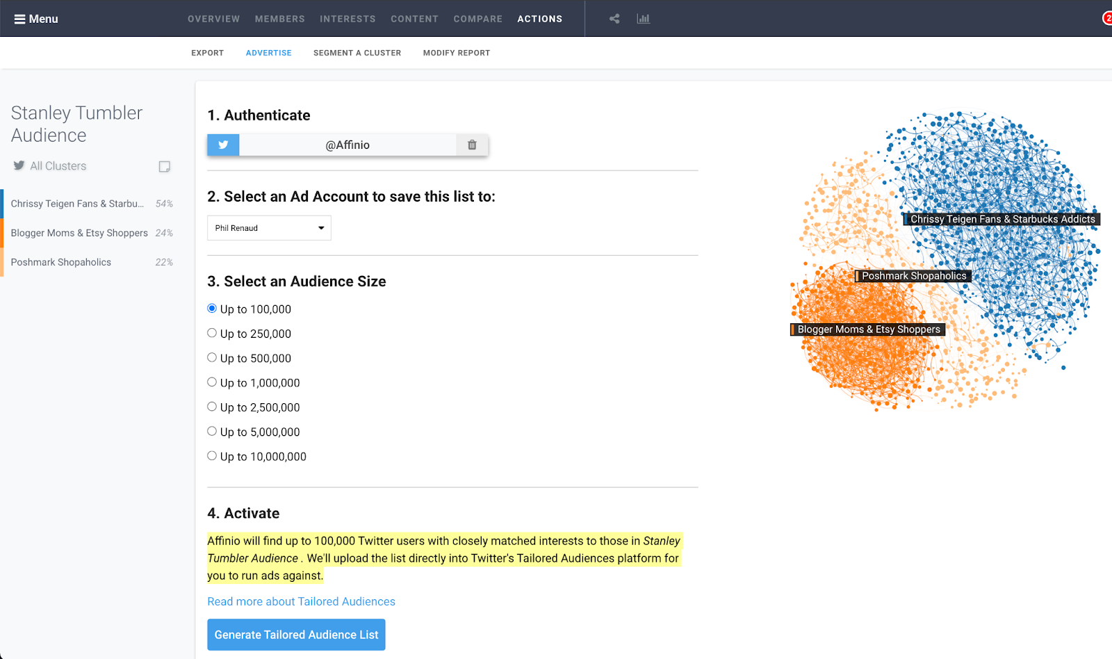 Audiense blog - use Affinio to find up to 1M Twitter users