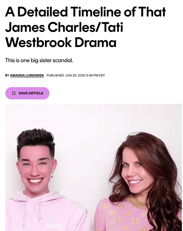 Audiense blog - image - A detailed timeline of that James Charles/Tati Westbrook drama