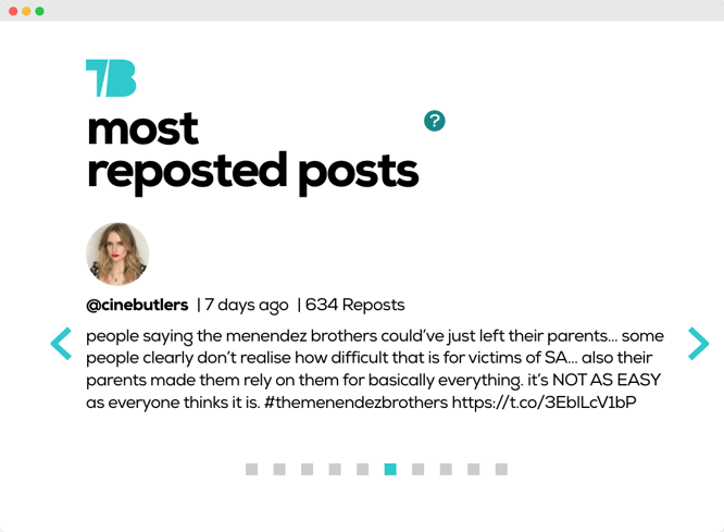 Audiense blog - image - Tweet Binder - most reposted posts on Menendez Brothers case - Netflix show