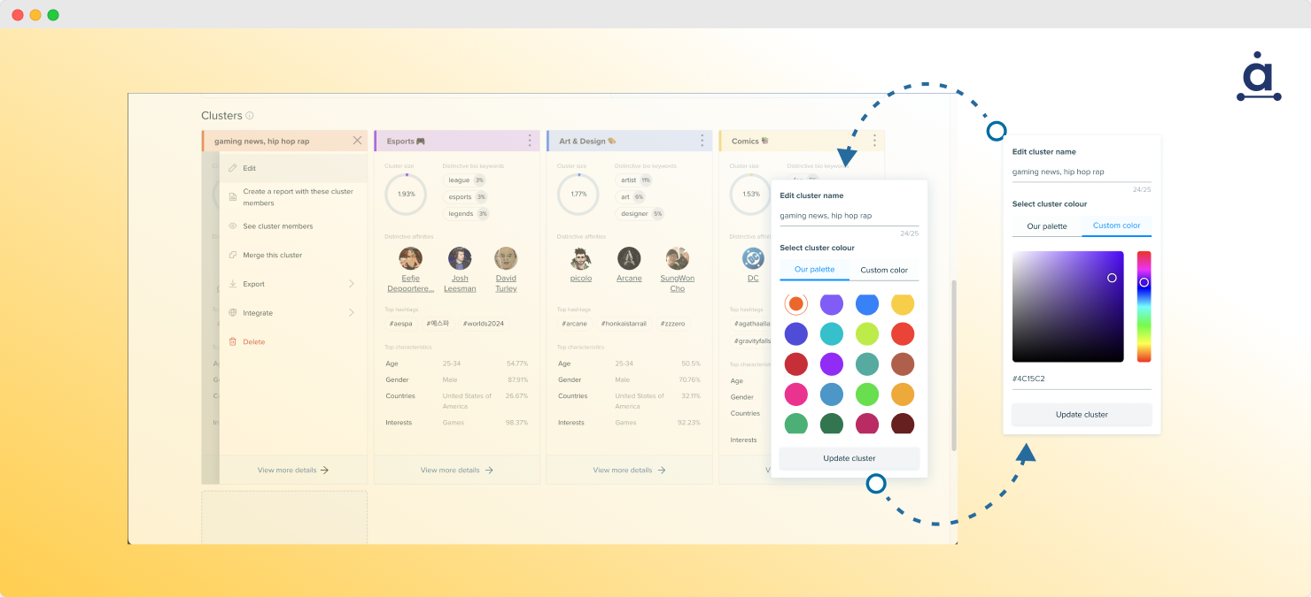 Audiense blog - image - Enhanced cluster graph visualization in Audiense Insights