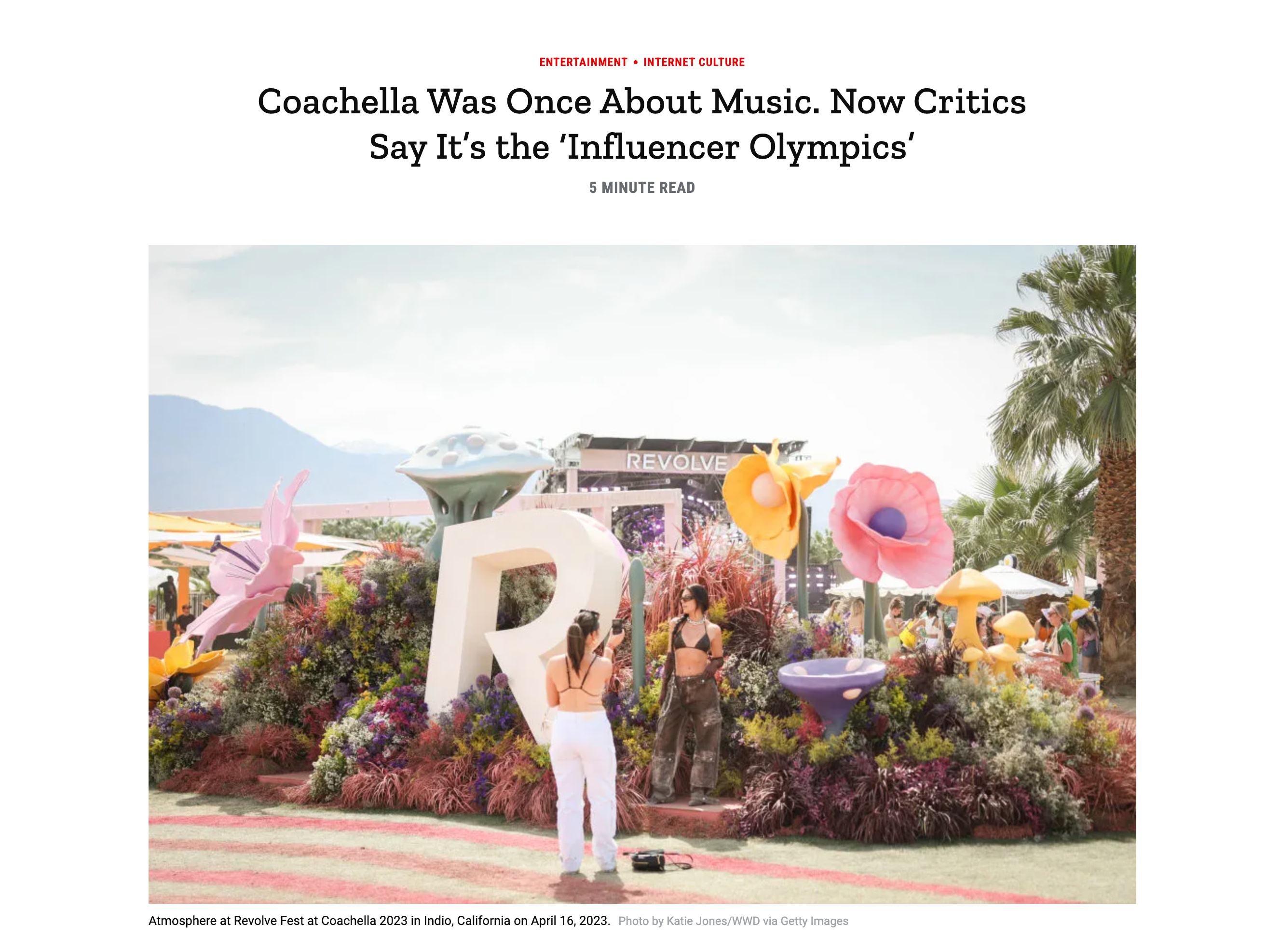Screenshot of time.com article on Coachella